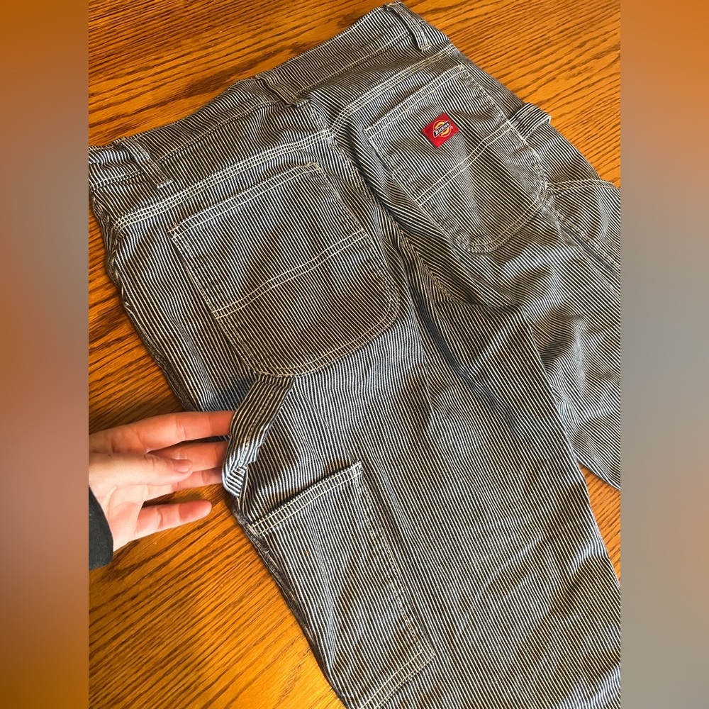 Dickies blue and whitete striped painter pants.